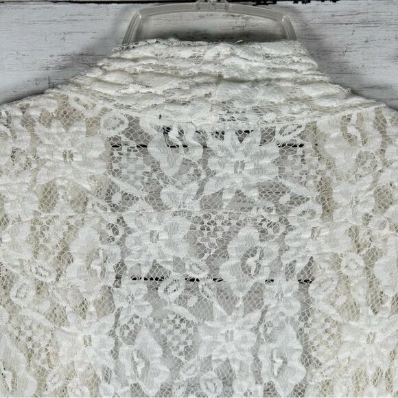 Surrealist USA Ivory Pucker Lace Bohemian Romantic Cottagecore Chic Jacket M/L - Picture 8 of 10